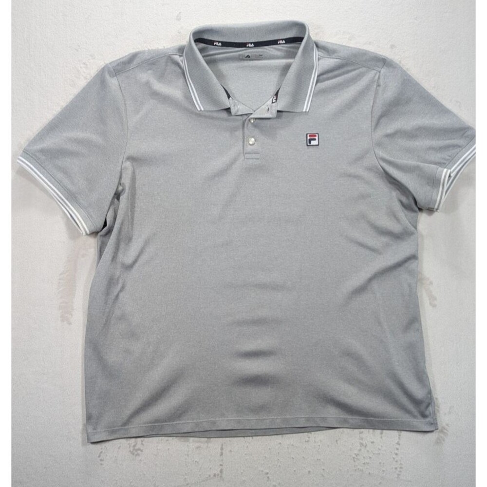 Fila Golf Men's Polo Shirt Gray Size XXL Short Sleeve Performance Patch Logo